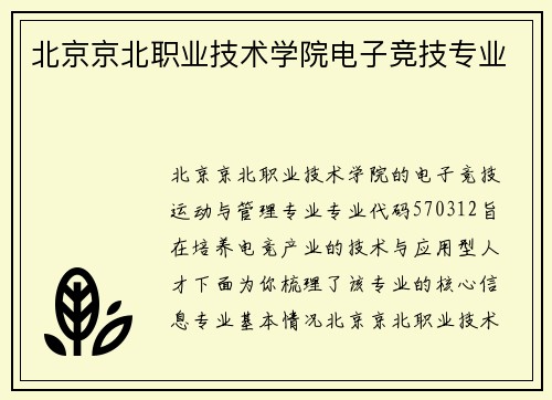 北京京北职业技术学院电子竞技专业